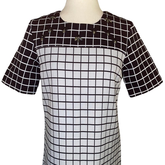 NWT Foxiedox Anthropologie Grid Patterned Rhinestone Rayon Shift Tunic Dress - S - Picture 6 of 15
